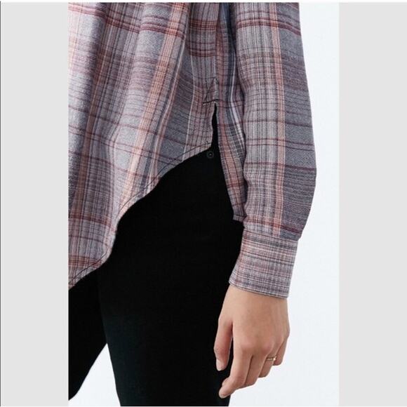 BDG Urban Outfitters Melanie Oversized Plaid Button Down Tie Front Top Sz M - Picture 8 of 11